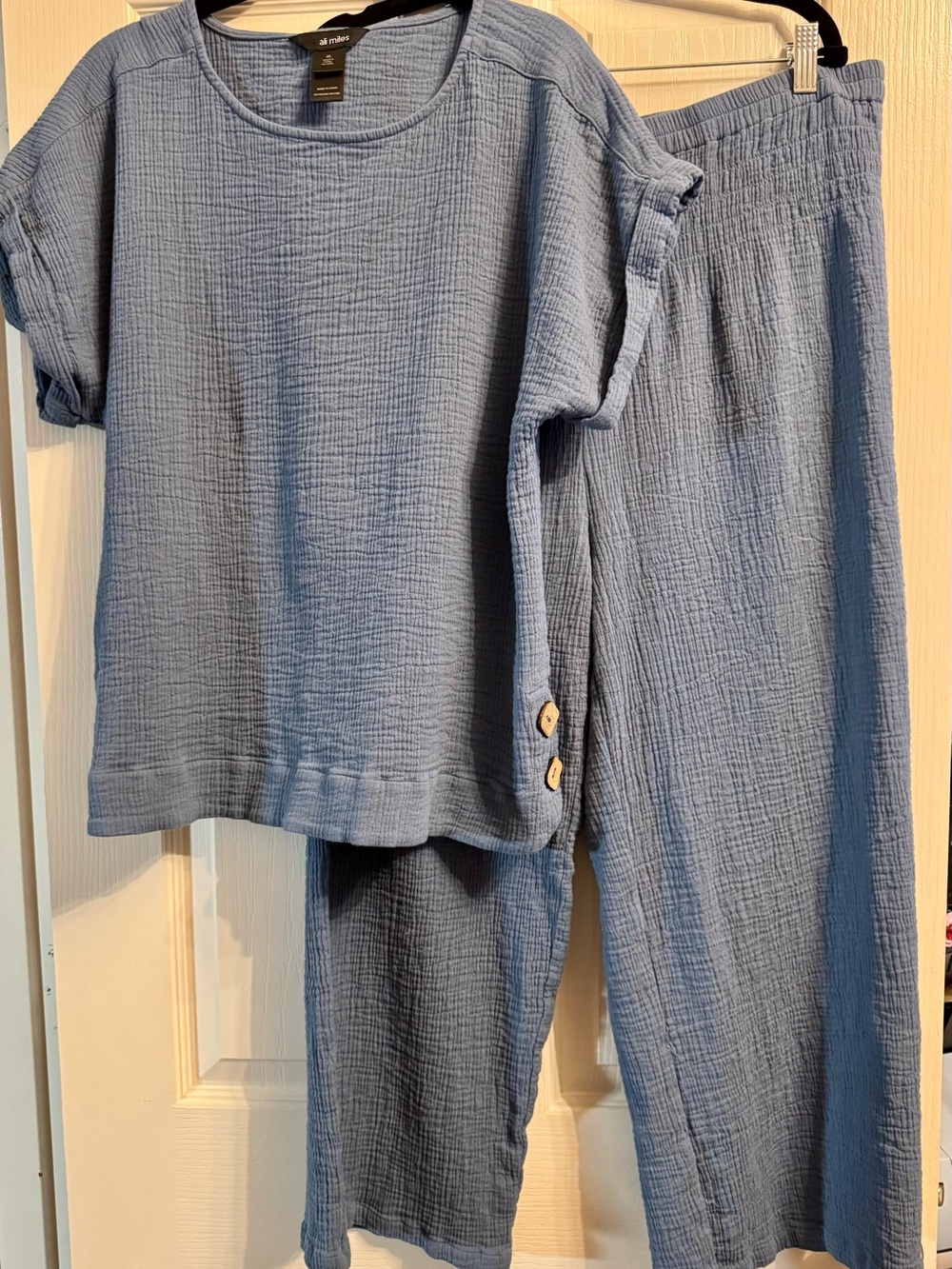 Ali Miles Light Blue Two-Piece Gauze Pant Set